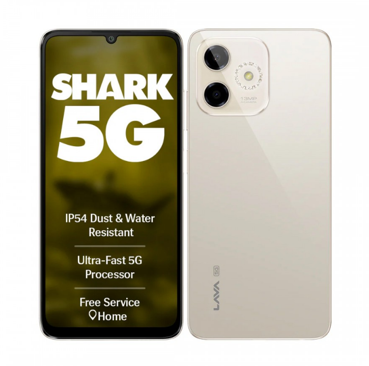 The Lava Shark 5G sports a large 6.75-inch IPS LCD screen with an HD+ (720×1,600) resolution and a 90Hz refresh rate, ensuring smooth scrolling and gaming performance. A waterdrop notch houses the 5MP selfie camera, while the back panel includes a side-mounted fingerprint sensor integrated into the power button for quick biometric access. Available in Stellar Gold and Stellar Blue, the phone maintains a sleek look without breaking the bank.