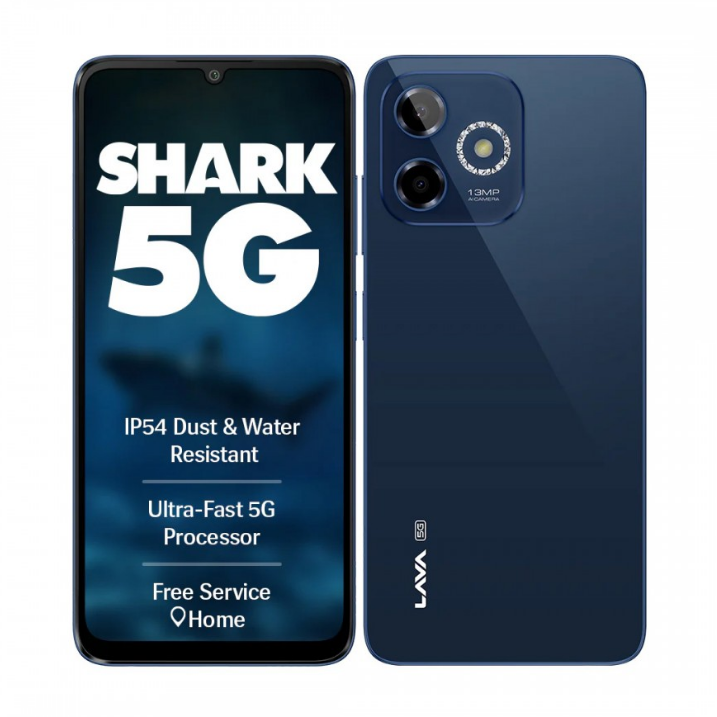 The Lava Shark 5G sports a large 6.75-inch IPS LCD screen with an HD+ (720×1,600) resolution and a 90Hz refresh rate, ensuring smooth scrolling and gaming performance. A waterdrop notch houses the 5MP selfie camera, while the back panel includes a side-mounted fingerprint sensor integrated into the power button for quick biometric access. Available in Stellar Gold and Stellar Blue, the phone maintains a sleek look without breaking the bank.